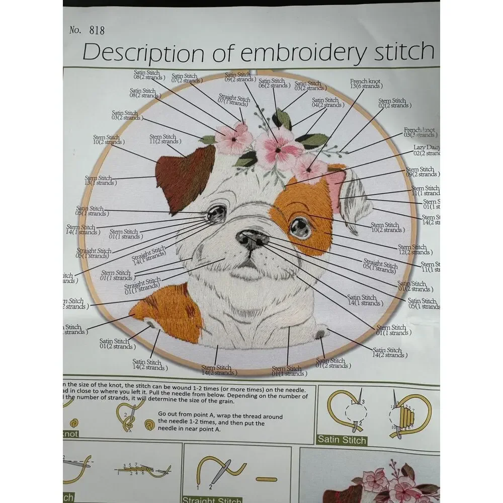 New Dog Embroidery Kit - Bulldog - No. 818